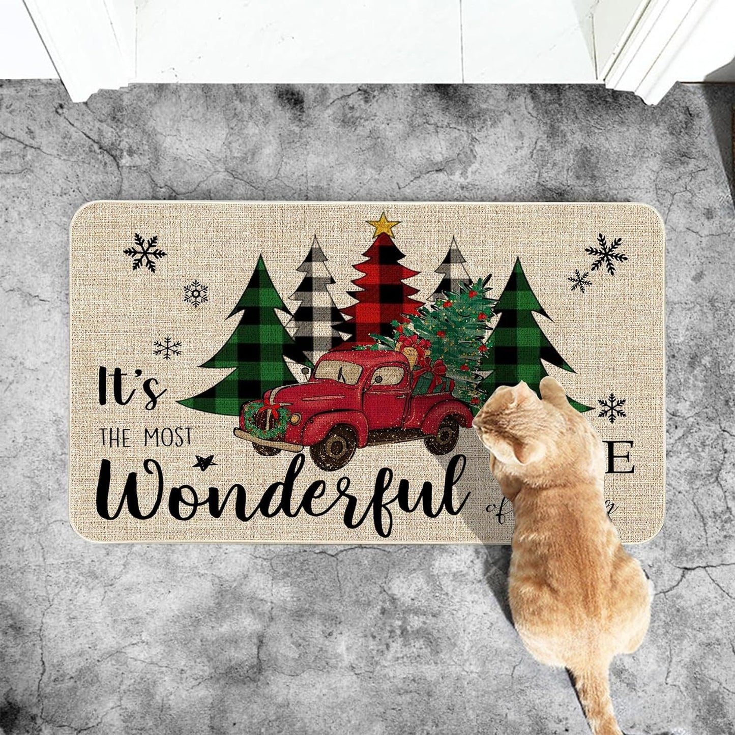 Country Striped Christmas Decorative Floor Mat