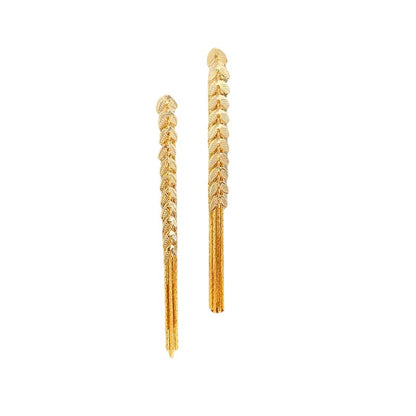 Wheat Long Fringe Earrings Dual-wear Women