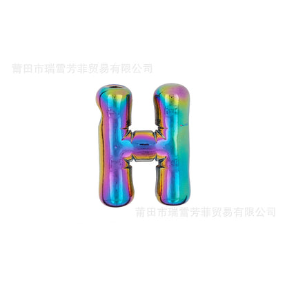 Colorful Balloon Letter Rainbow Couple Necklace Copper Pendant Accessories