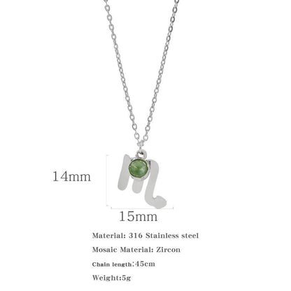 Necklace Stainless Steel Zircon Ornament - Here2Save