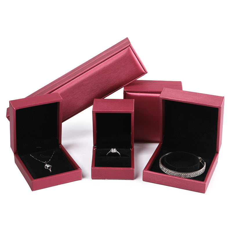 Brushed PU Leather Jewelry Box Ring Necklace Bracelet Earrings Box