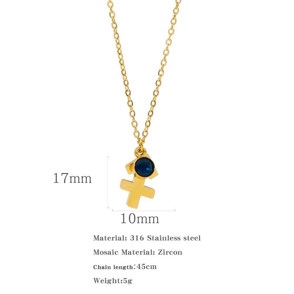 Necklace Stainless Steel Zircon Ornament - Here2Save