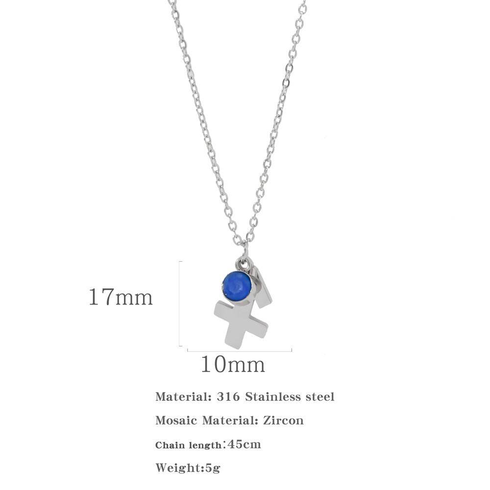 Necklace Stainless Steel Zircon Ornament - Here2Save