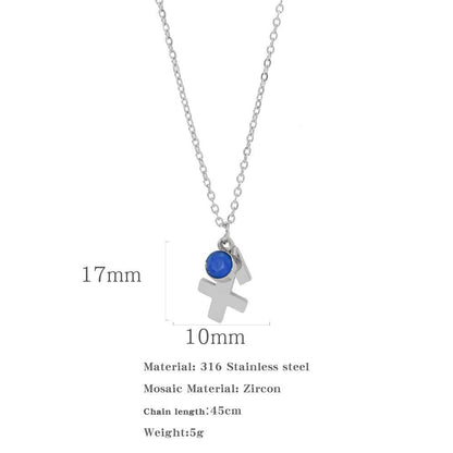 Necklace Stainless Steel Zircon Ornament - Here2Save