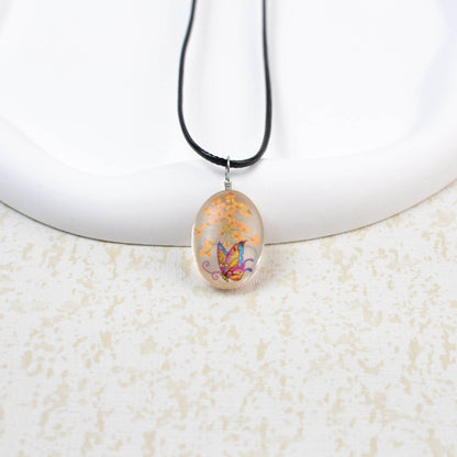 Glass Time Stone Butterfly Lace Flower Necklace - Here2Save