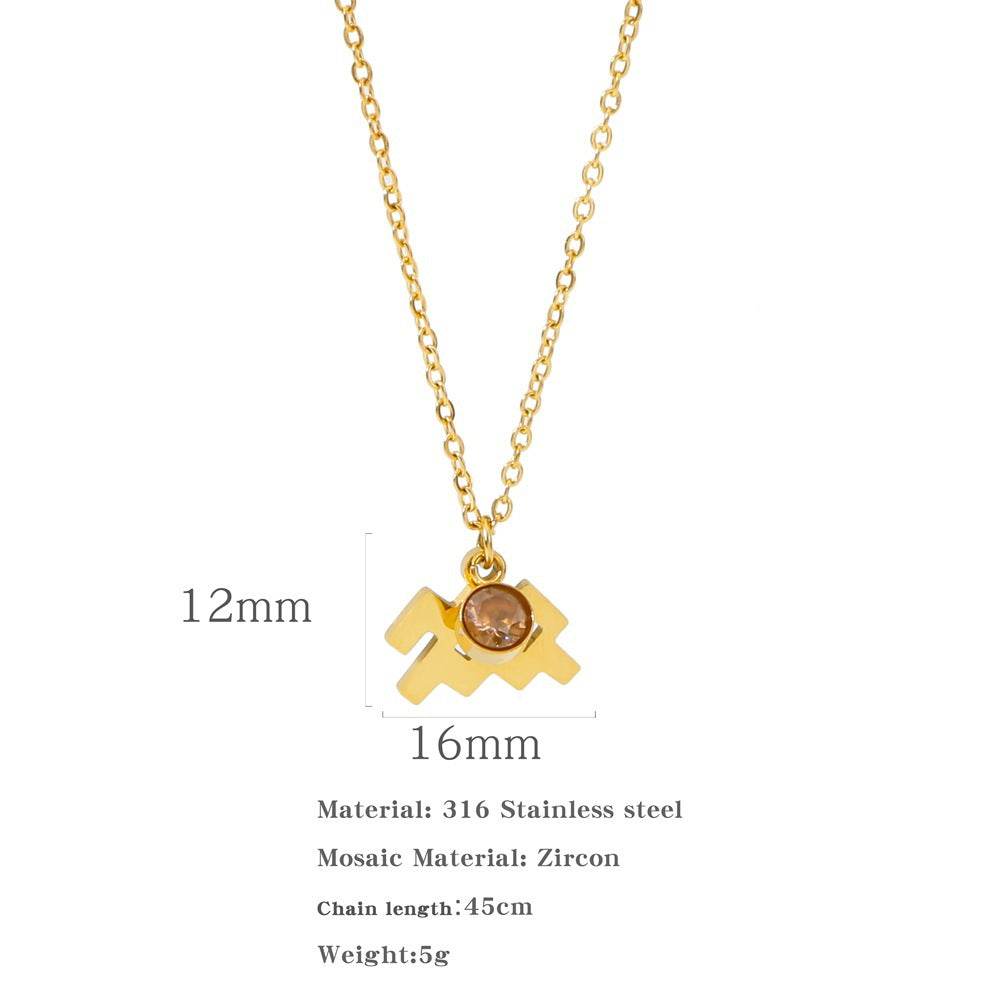 Necklace Stainless Steel Zircon Ornament - Here2Save