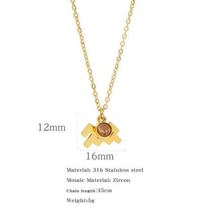 Necklace Stainless Steel Zircon Ornament - Here2Save