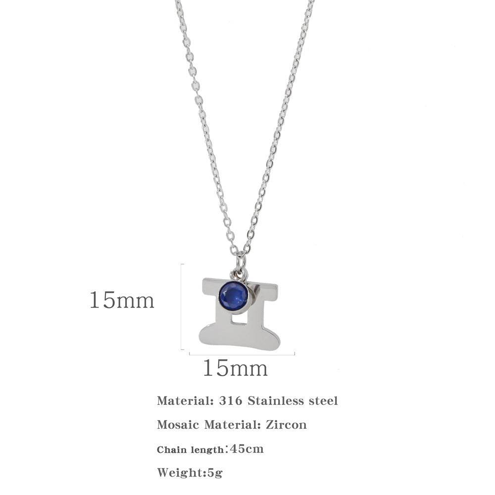 Necklace Stainless Steel Zircon Ornament - Here2Save