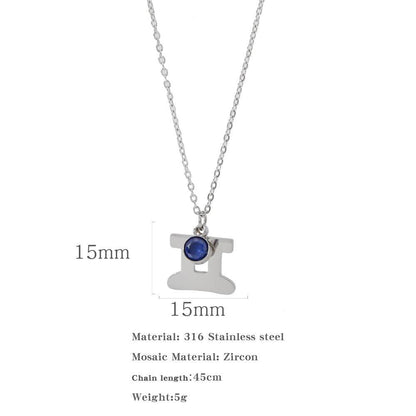Necklace Stainless Steel Zircon Ornament - Here2Save