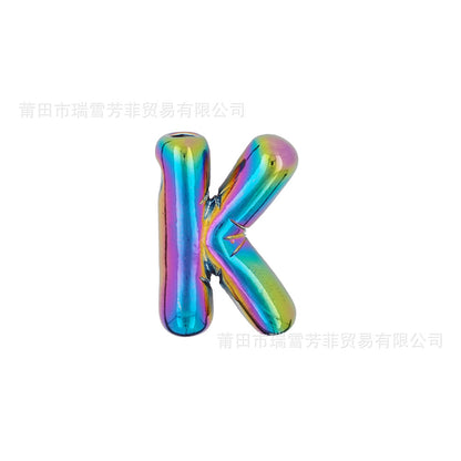 Colorful Balloon Letter Rainbow Couple Necklace Copper Pendant Accessories