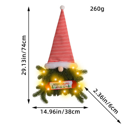 Corona De Navidad Brillante Con Rayas De Árbol Al Revés Un Sombrero Alto