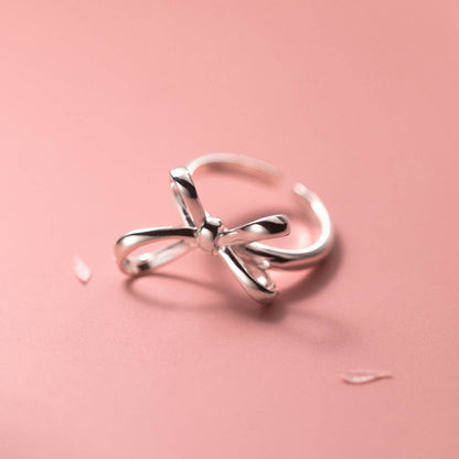 S925 Silver Bow Ring Fashionable Simple Line Women's Jewelry - Here2Save