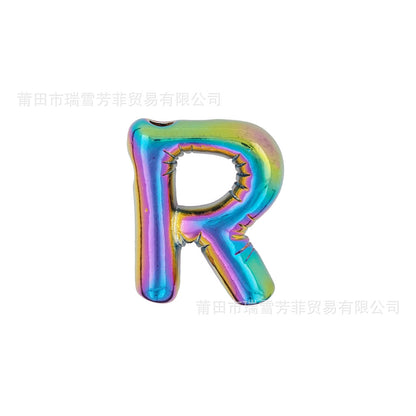 Colorful Balloon Letter Rainbow Couple Necklace Copper Pendant Accessories