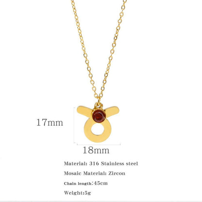 Necklace Stainless Steel Zircon Ornament - Here2Save