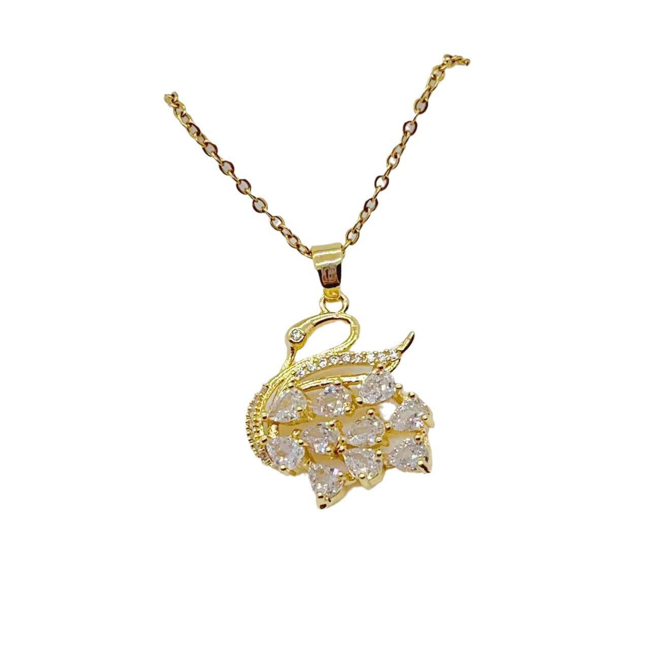 Titanium Steel Micro-inlaid Zirconium Shiny Swan Necklace - Here2Save