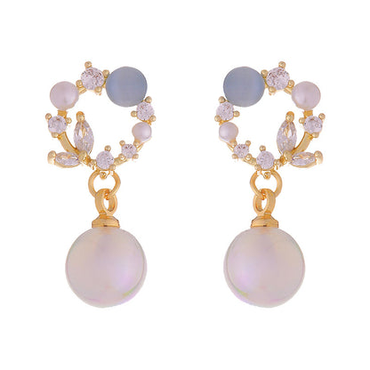 High-Grade Blue Opal Fairy Fish Ji Pearl Stud Earrings