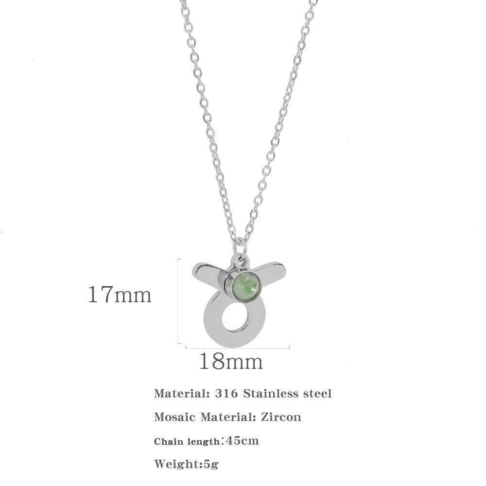 Necklace Stainless Steel Zircon Ornament - Here2Save