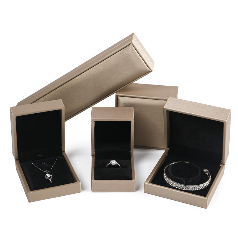 Brushed PU Leather Jewelry Box Ring Necklace Bracelet Earrings Box