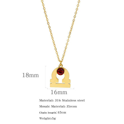 Necklace Stainless Steel Zircon Ornament - Here2Save