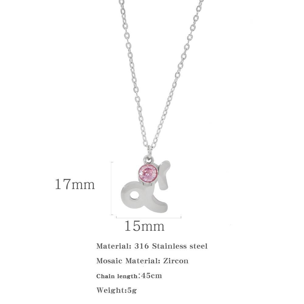 Necklace Stainless Steel Zircon Ornament - Here2Save