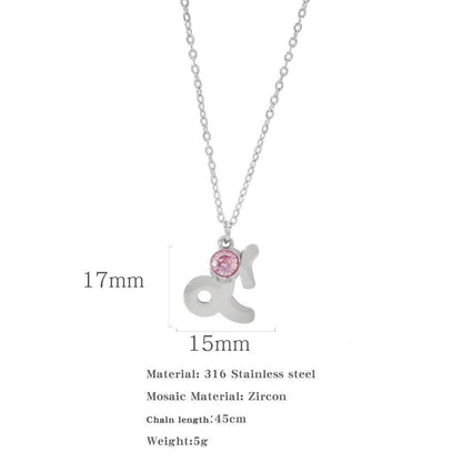 Necklace Stainless Steel Zircon Ornament - Here2Save