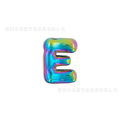 Colorful Balloon Letter Rainbow Couple Necklace Copper Pendant Accessories