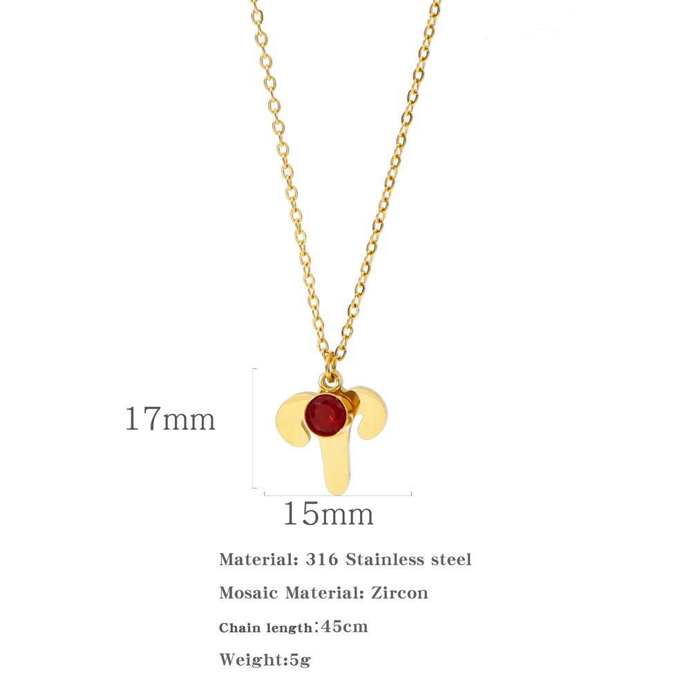 Necklace Stainless Steel Zircon Ornament - Here2Save