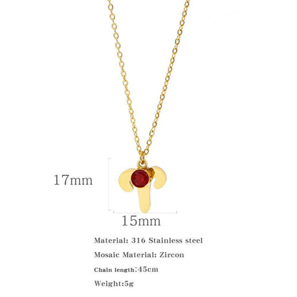 Necklace Stainless Steel Zircon Ornament - Here2Save