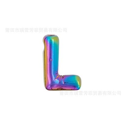 Colorful Balloon Letter Rainbow Couple Necklace Copper Pendant Accessories