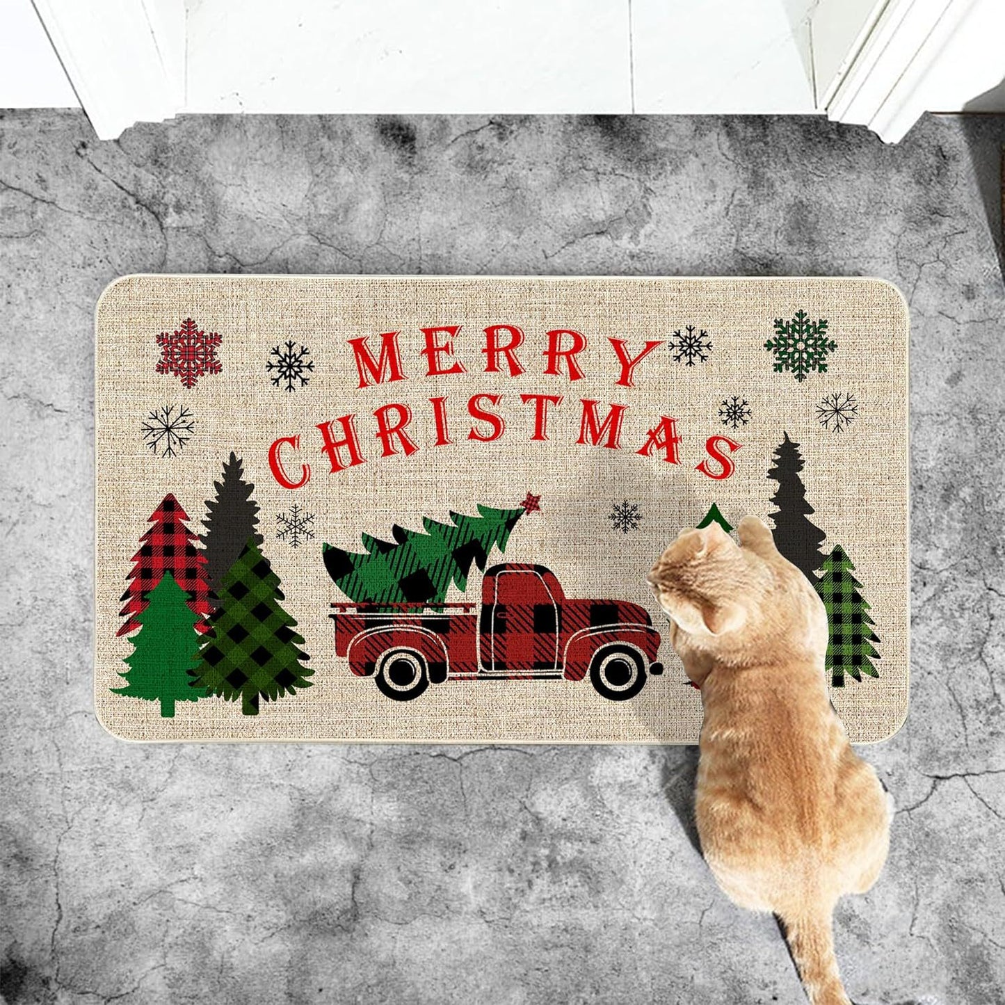 Country Striped Christmas Decorative Floor Mat