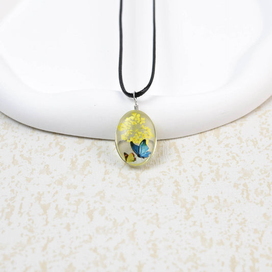 Glass Time Stone Butterfly Lace Flower Necklace - Here2Save