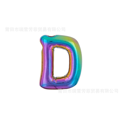 Colorful Balloon Letter Rainbow Couple Necklace Copper Pendant Accessories