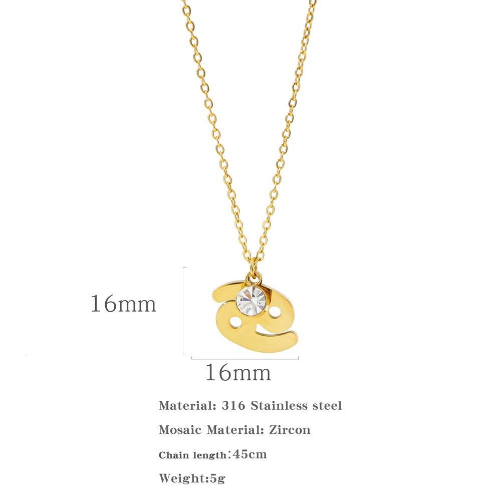 Necklace Stainless Steel Zircon Ornament - Here2Save