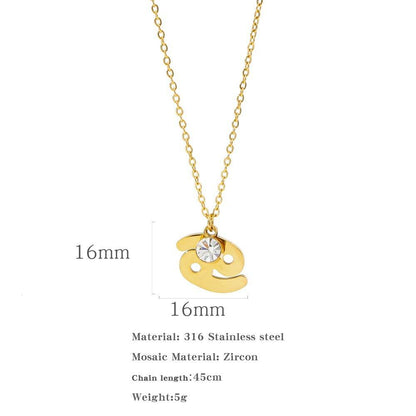 Necklace Stainless Steel Zircon Ornament - Here2Save