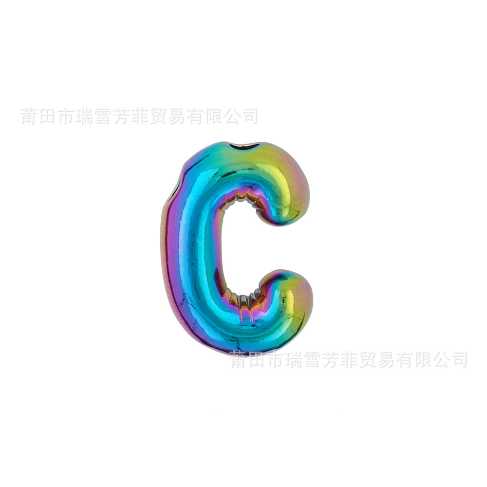 Colorful Balloon Letter Rainbow Couple Necklace Copper Pendant Accessories