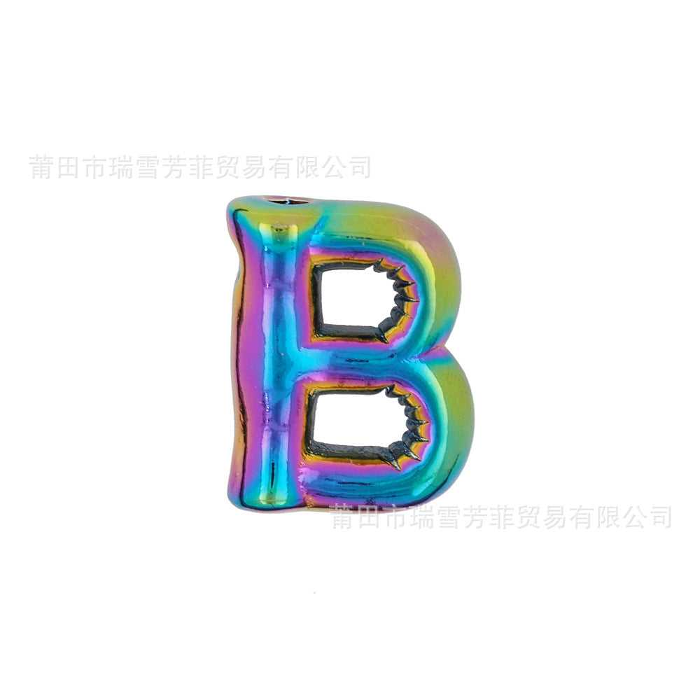 Colorful Balloon Letter Rainbow Couple Necklace Copper Pendant Accessories