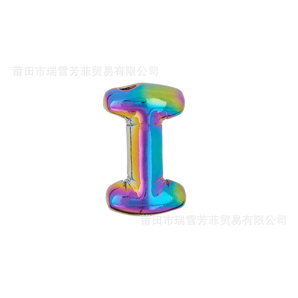 Colorful Balloon Letter Rainbow Couple Necklace Copper Pendant Accessories