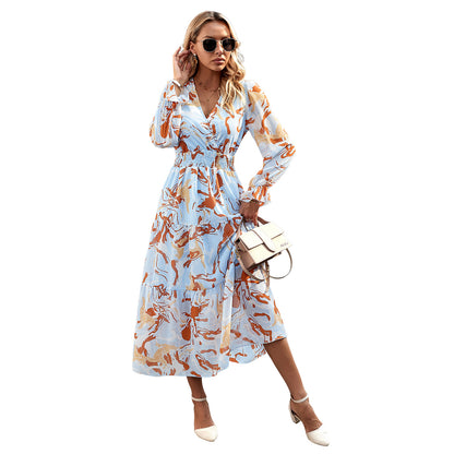 Women's Fashion Casual Printing V-neck Dress