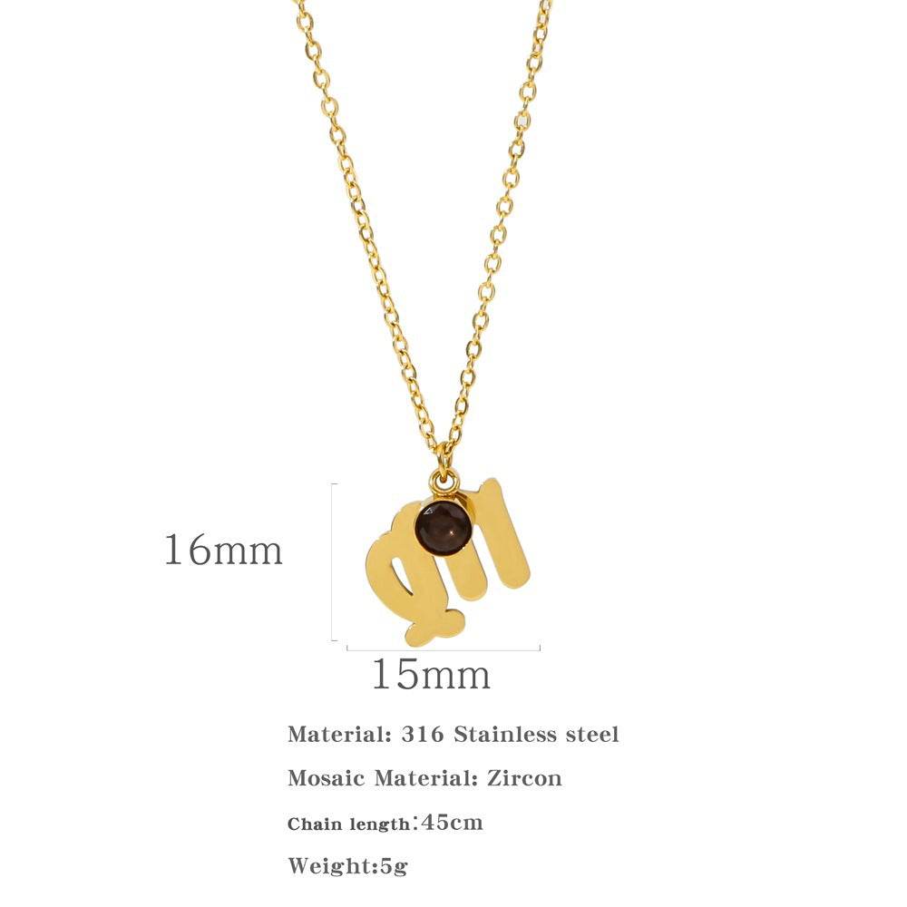 Necklace Stainless Steel Zircon Ornament - Here2Save