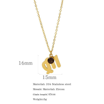 Necklace Stainless Steel Zircon Ornament - Here2Save