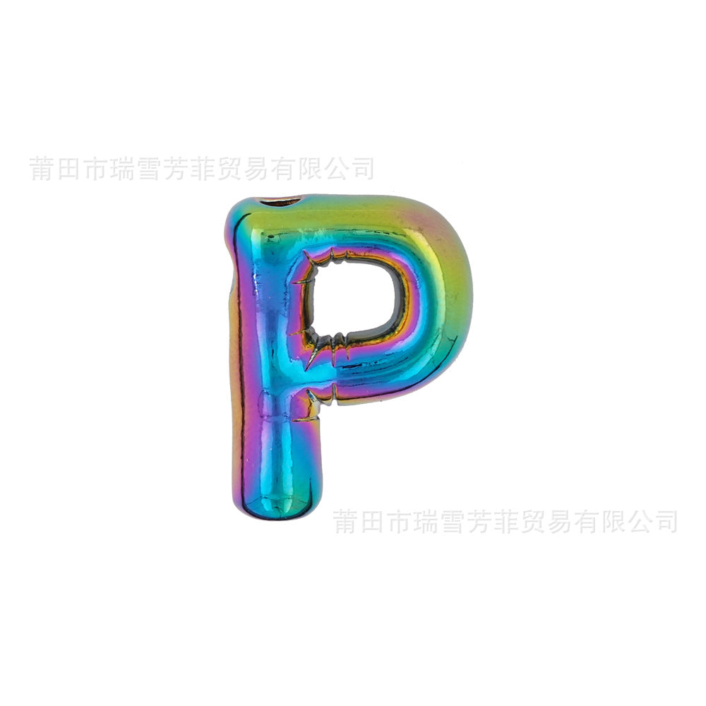 Colorful Balloon Letter Rainbow Couple Necklace Copper Pendant Accessories