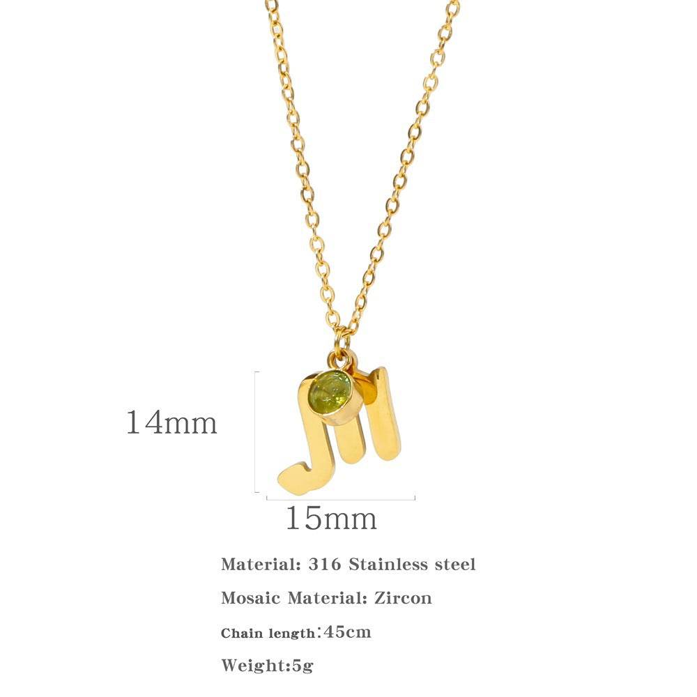 Necklace Stainless Steel Zircon Ornament - Here2Save