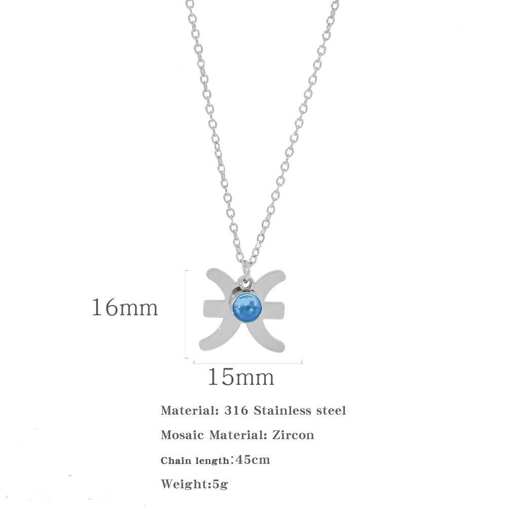 Necklace Stainless Steel Zircon Ornament - Here2Save