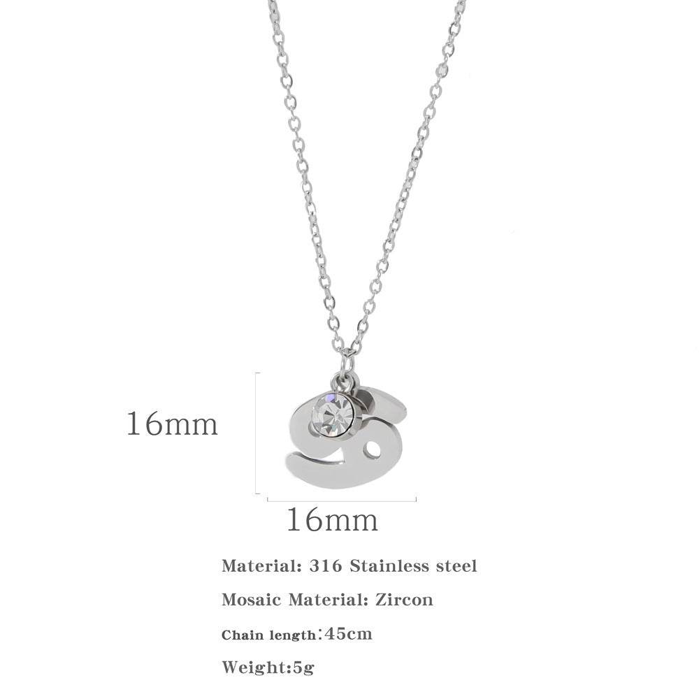 Necklace Stainless Steel Zircon Ornament - Here2Save