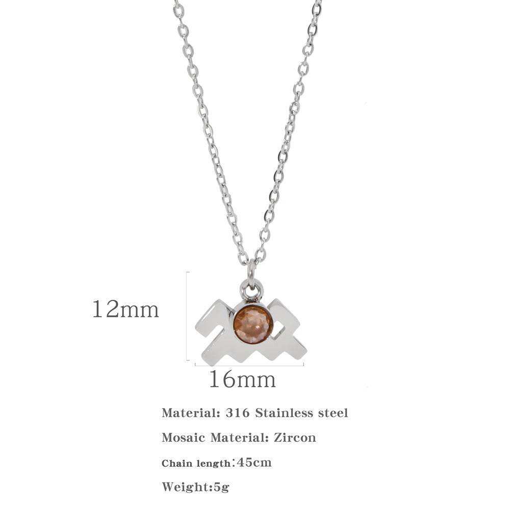 Necklace Stainless Steel Zircon Ornament - Here2Save