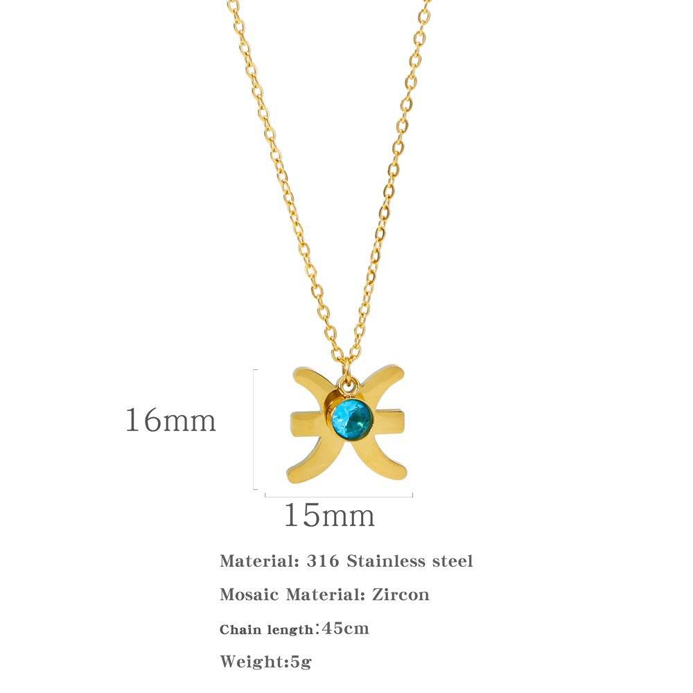 Necklace Stainless Steel Zircon Ornament - Here2Save