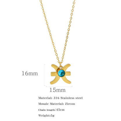 Necklace Stainless Steel Zircon Ornament - Here2Save