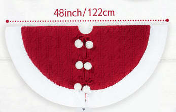 White Pompon Knitted Christmas Tree Skirt  Bottom Apron Shawl