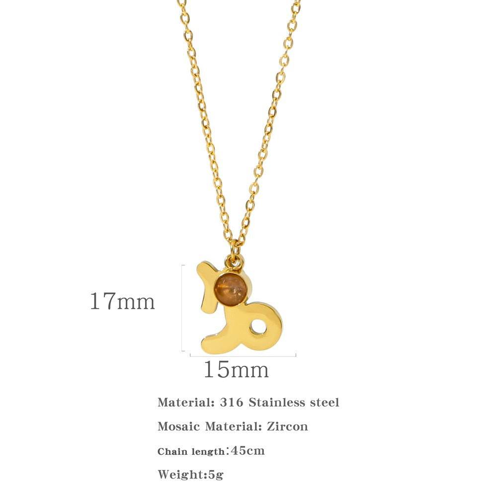 Necklace Stainless Steel Zircon Ornament - Here2Save