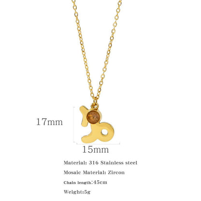 Necklace Stainless Steel Zircon Ornament - Here2Save
